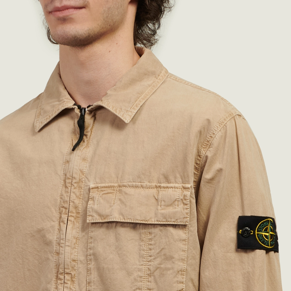 Stone Island Мужская рубашка Brushed Organic Cotton Canvas Old Effect Regular Overshirt