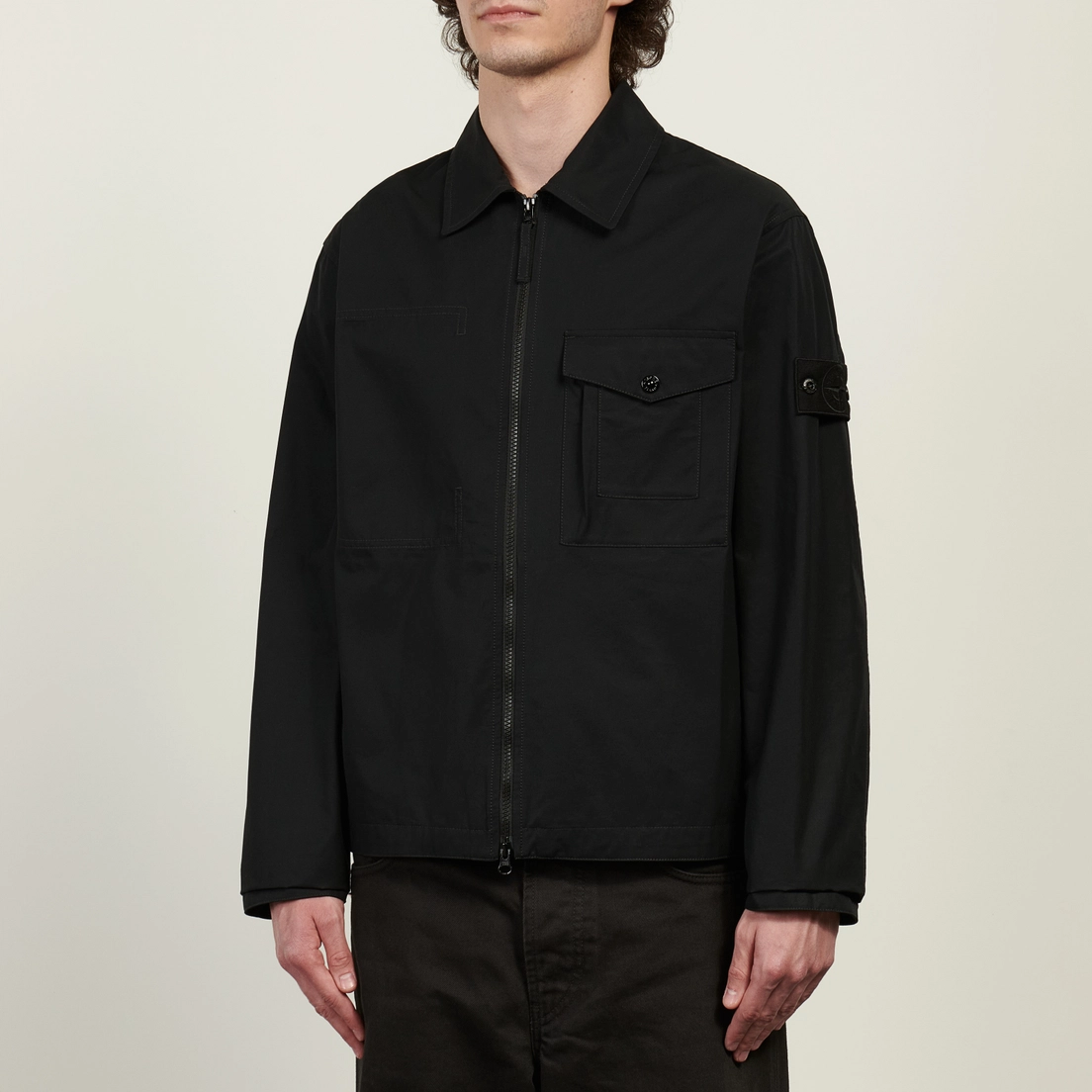 Stone Island Мужская рубашка Ghost Piece Cotton Canvas Zipped Overshirt