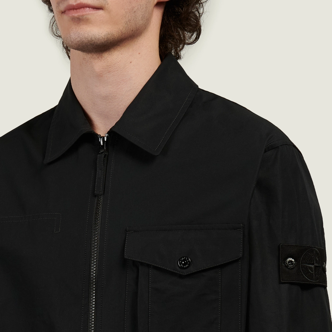 Stone Island Мужская рубашка Ghost Piece Cotton Canvas Zipped Overshirt