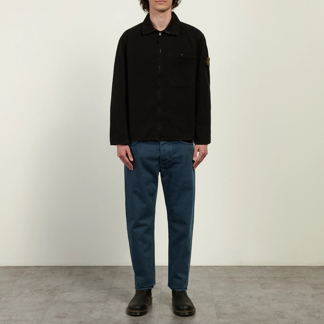 Stone Island Мужская рубашка Organic Panama Cotton Old Effect Comfort Zip-Up