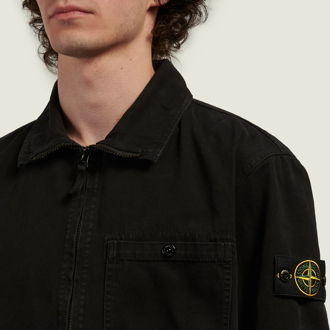 Stone Island Мужская рубашка Organic Panama Cotton Old Effect Comfort Zip-Up