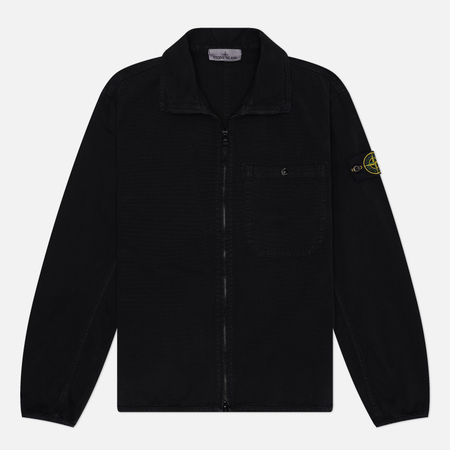 Мужская рубашка Stone Island Organic Panama Cotton Old Effect Comfort Zip-Up, цвет чёрный, размер XL