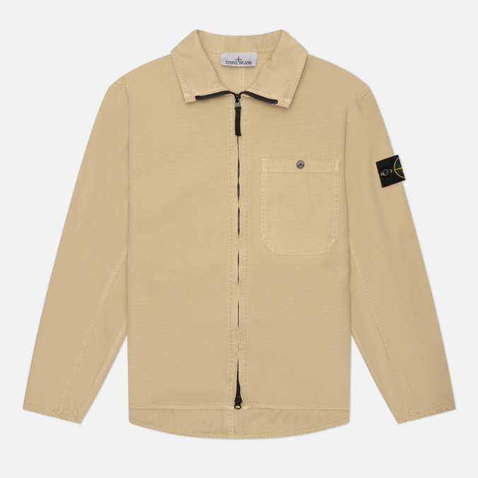 Мужская рубашка Stone Island Organic Panama Cotton Old Effect Comfort Zip-Up