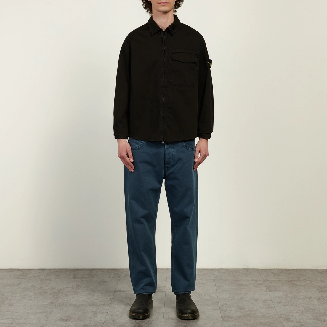 Stone Island Мужская рубашка Stretch Organic Cotton Satin Regular Overshirt