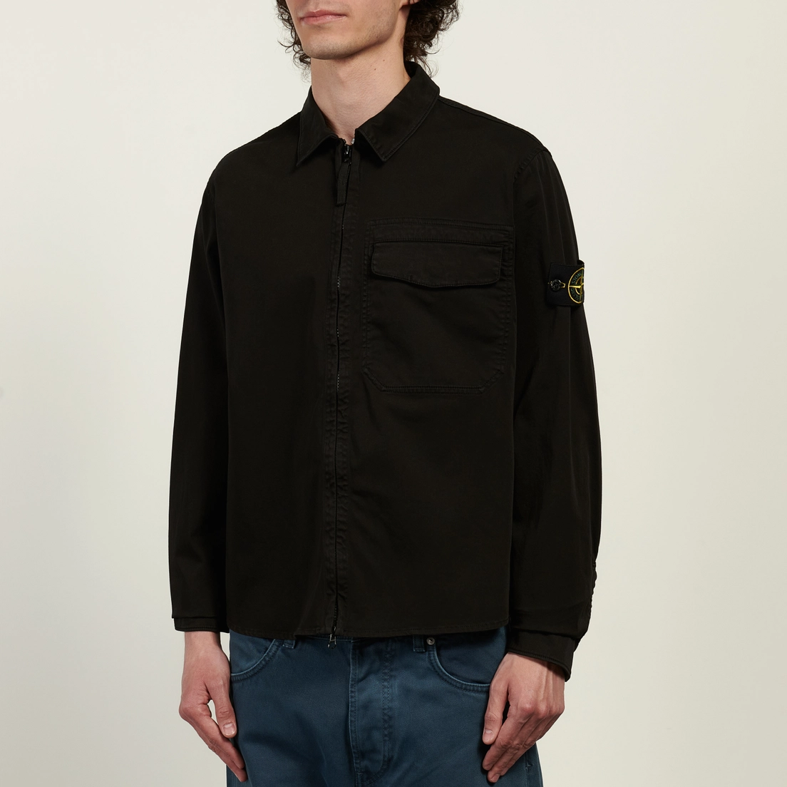 Stone Island Мужская рубашка Stretch Organic Cotton Satin Regular Overshirt