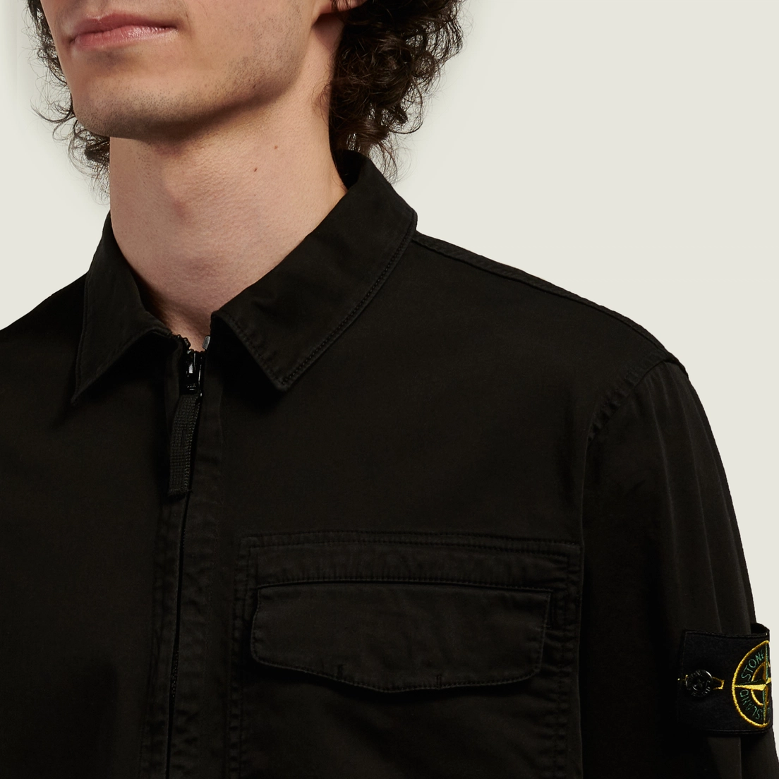 Stone Island Мужская рубашка Stretch Organic Cotton Satin Regular Overshirt