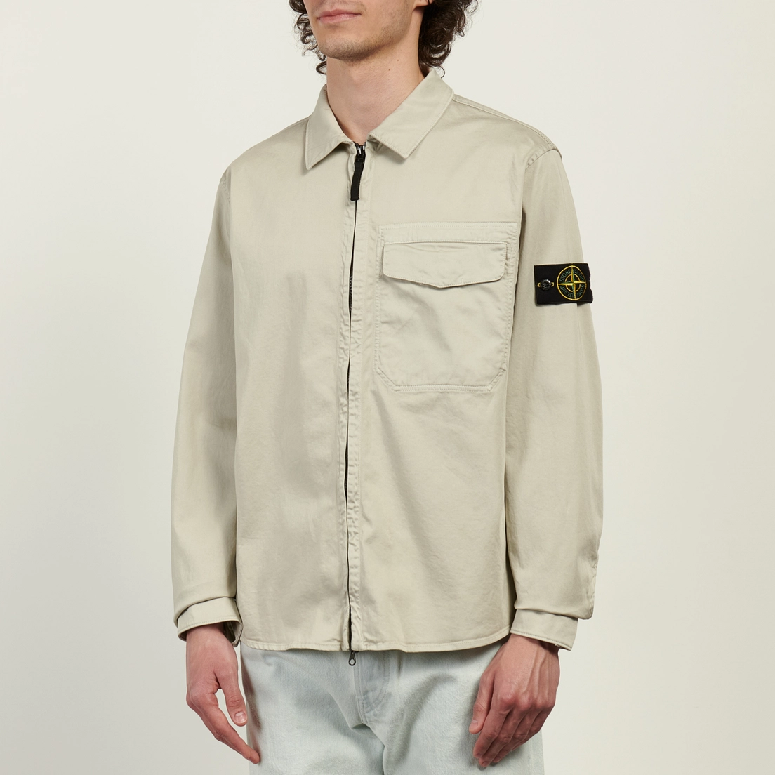 Stone Island Мужская рубашка Stretch Organic Cotton Satin Regular Overshirt