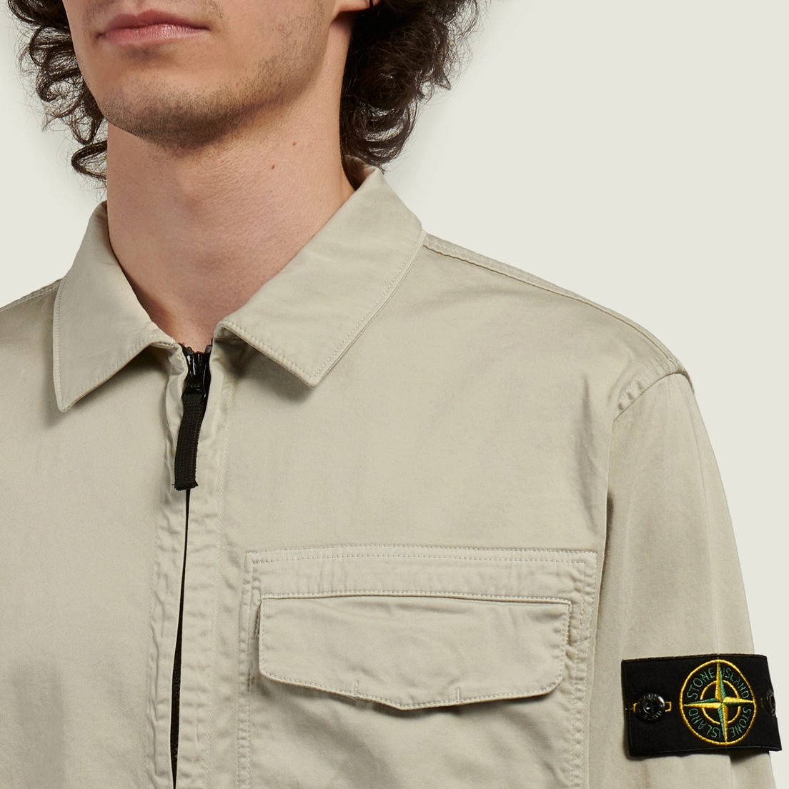 Stone Island Мужская рубашка Stretch Organic Cotton Satin Regular Overshirt