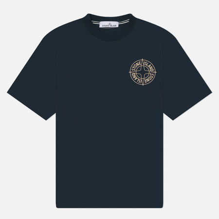 Мужская футболка Stone Island Organic Cotton Jersey Outline Compass, цвет синий, размер M
