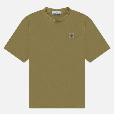 Мужская футболка Stone Island Combed Organic Cotton Jersey Old Effect, цвет оливковый, размер L