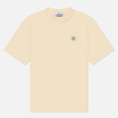Мужская футболка Stone Island Combed Organic Cotton Jersey Old Effect, цвет бежевый, размер L