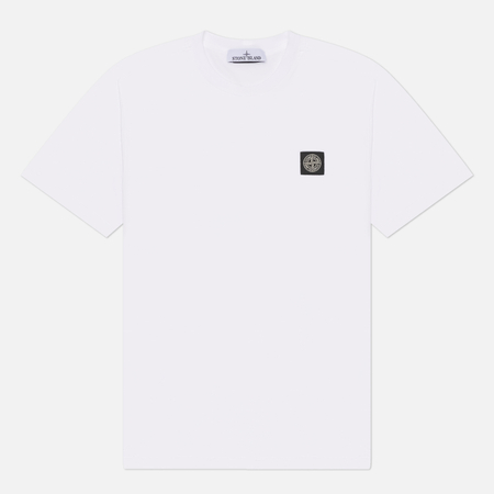 Мужская футболка Stone Island 60/2 Cotton Jersey Compass Patch, цвет белый, размер M