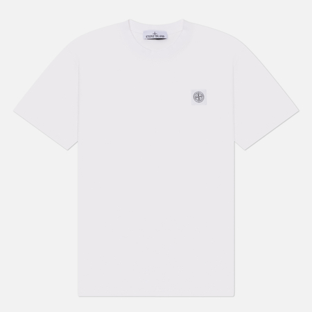Мужская футболка Stone Island Combed Organic Cotton Jersey Compass Patch, цвет белый, размер M