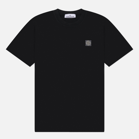 Мужская футболка Stone Island Combed Organic Cotton Jersey Compass Patch, цвет чёрный, размер M