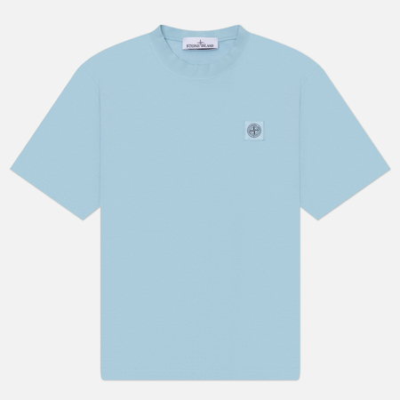 Мужская футболка Stone Island Combed Organic Cotton Jersey Compass Patch, цвет голубой, размер S