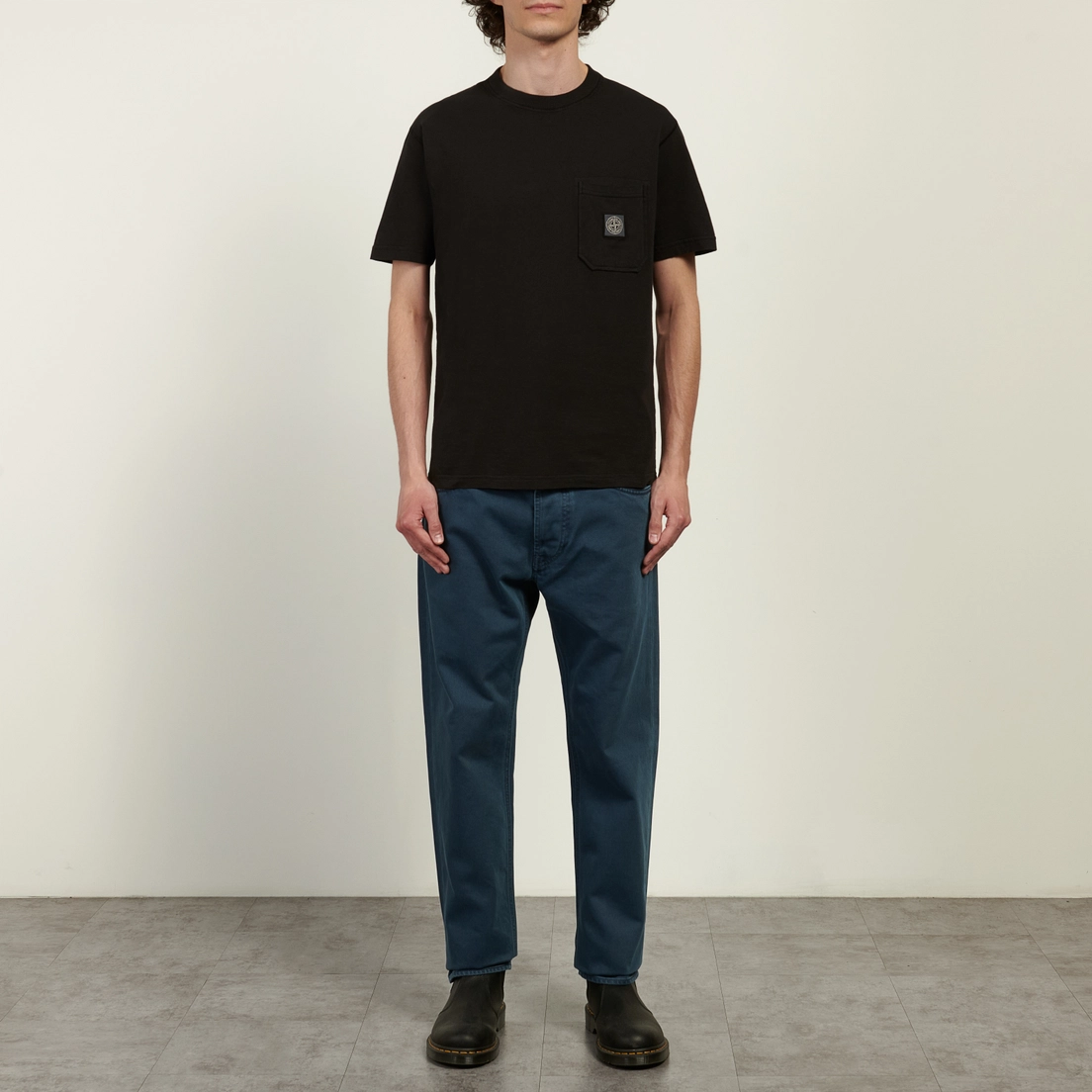 Stone Island Мужская футболка Organic Cotton Jersey Fissato Effect Compass Patch