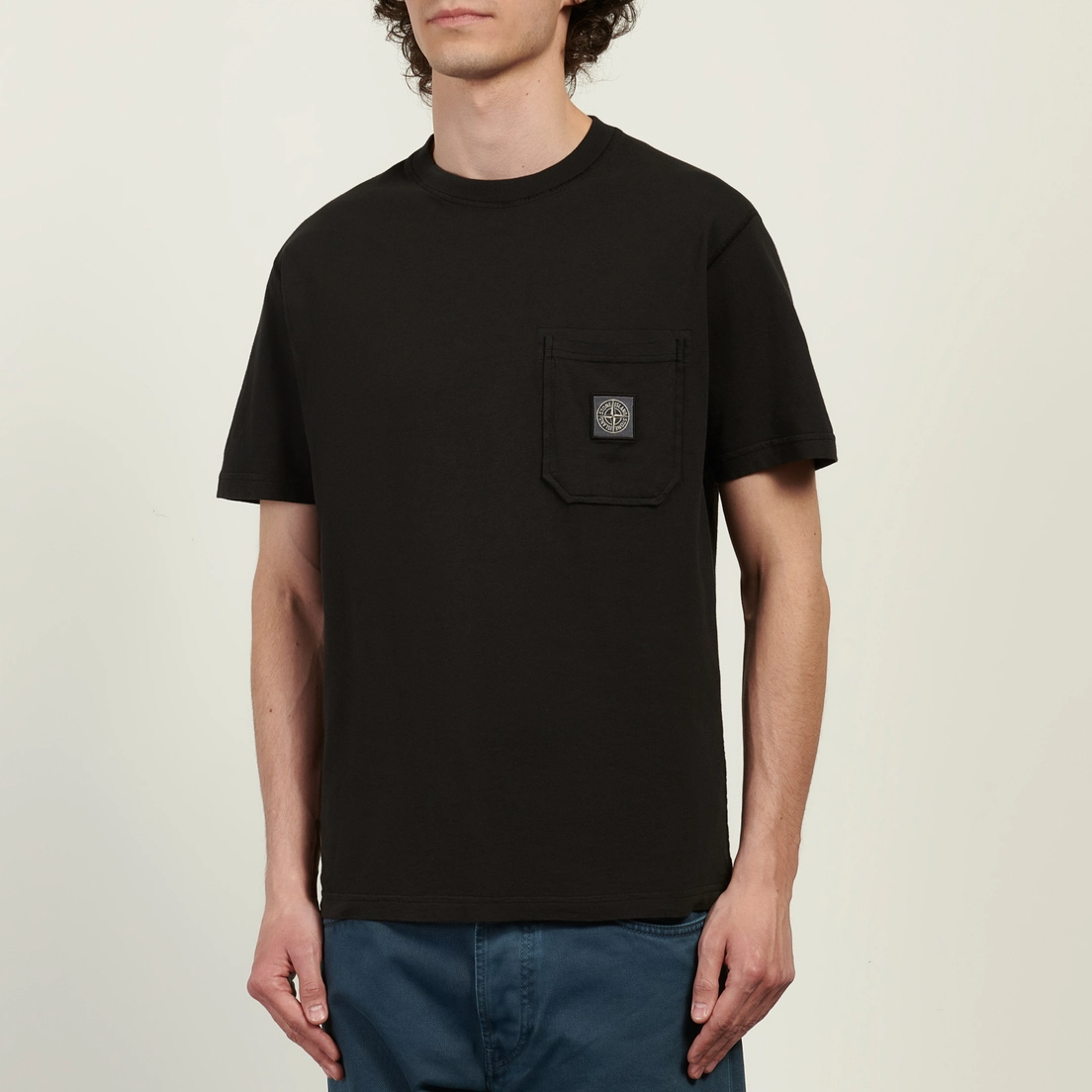 Stone Island Мужская футболка Organic Cotton Jersey Fissato Effect Compass Patch
