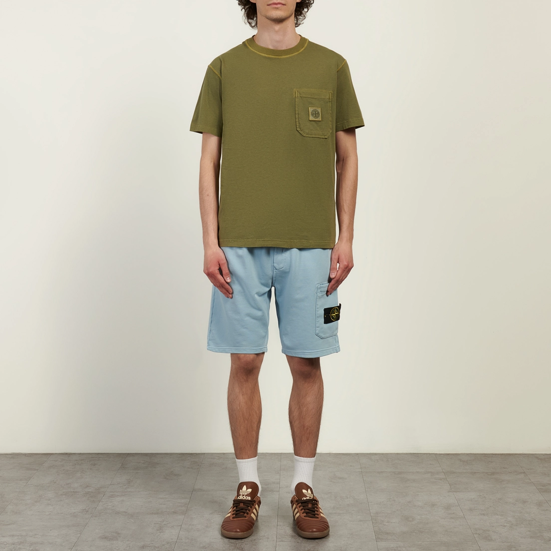 Stone Island Мужская футболка Organic Cotton Jersey Fissato Effect Compass Patch