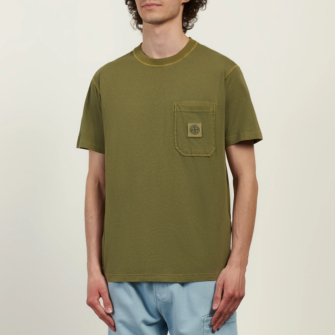 Stone Island Мужская футболка Organic Cotton Jersey Fissato Effect Compass Patch