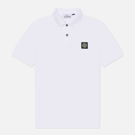 Мужское поло Stone Island Organic Cotton Pique Slim, цвет белый, размер L
