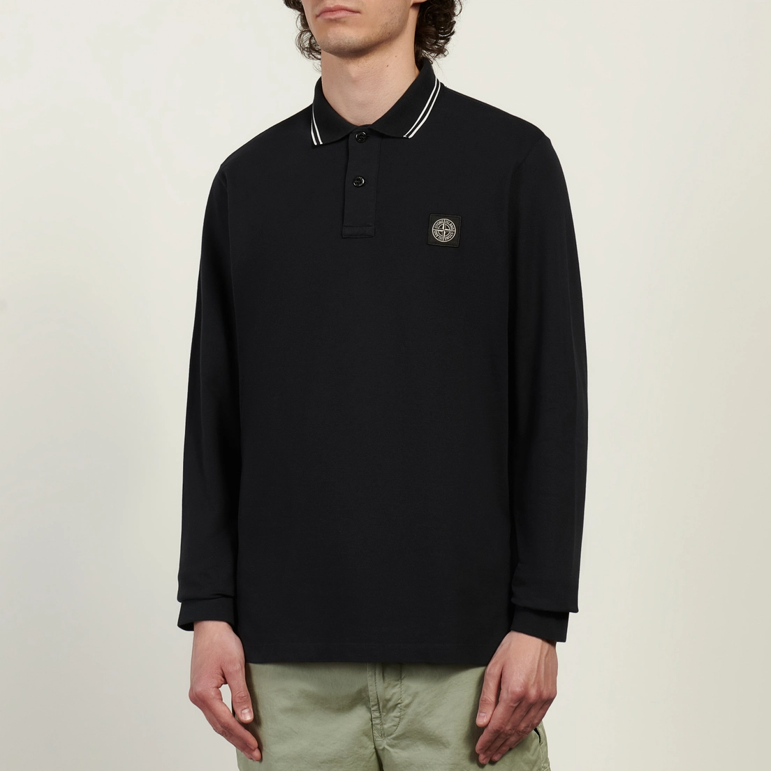 Stone Island Мужской лонгслив Organic Cotton Pique With Stretch Slim Polo
