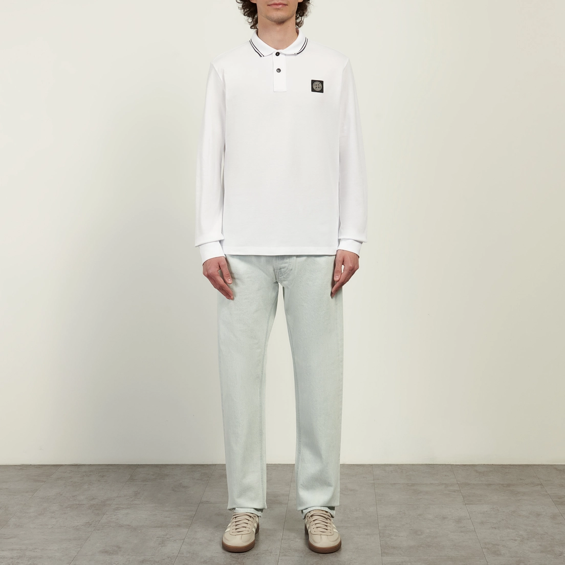 Stone Island Мужской лонгслив Organic Cotton Pique With Stretch Slim Polo