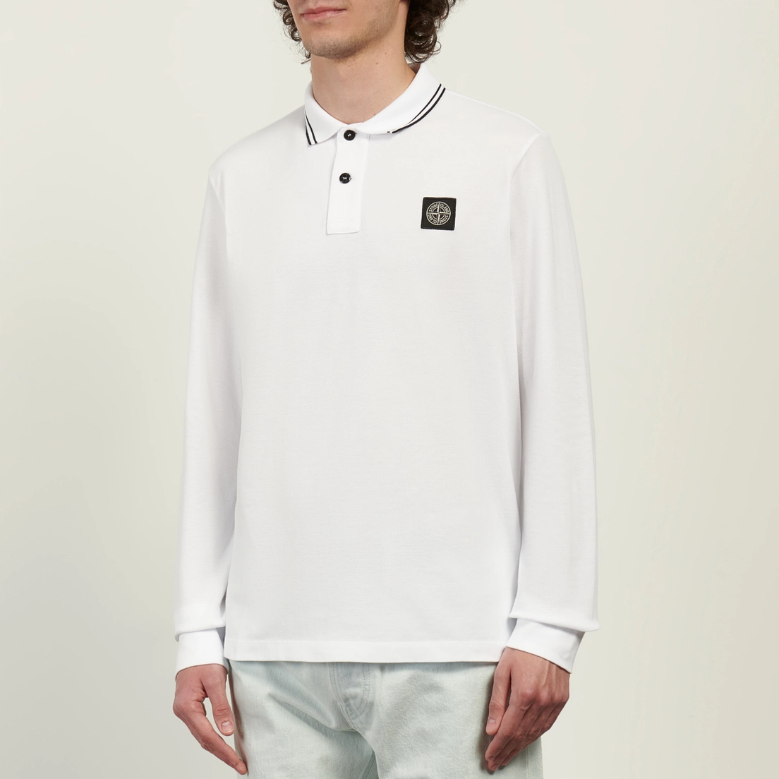 Stone Island Мужской лонгслив Organic Cotton Pique With Stretch Slim Polo