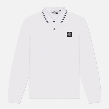 Мужской лонгслив Stone Island Organic Cotton Pique With Stretch Slim Polo, цвет белый, размер XXL