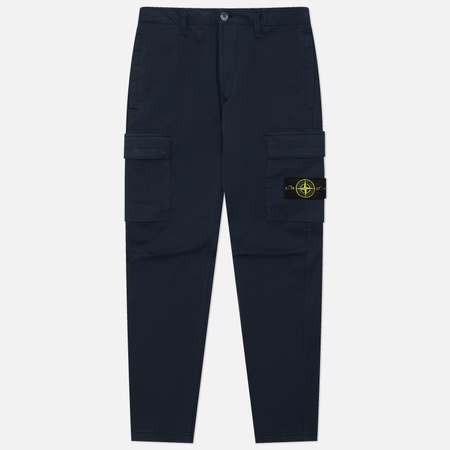 Мужские брюки Stone Island Stretch Organic Cotton Twill Regular Tapered Cargo, цвет синий, размер 31