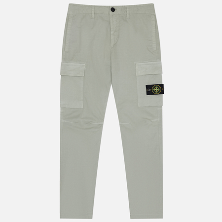 Мужские брюки Stone Island Stretch Organic Cotton Twill Regular Tapered Cargo, цвет зелёный, размер 30