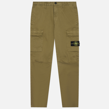 Мужские брюки Stone Island Organic Cotton Stretch Broken Twill Old Effect, цвет оливковый, размер 36