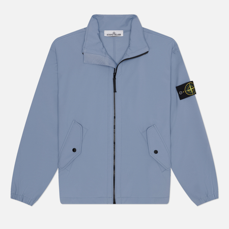 Мужская куртка ветровка Stone Island Light Soft Shell-R E.Dye Stand Collar, цвет голубой, размер S