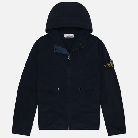 Мужская куртка ветровка Stone Island Light Compact Touch Poly-TC Hooded, цвет синий, размер L
