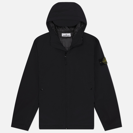 Мужская куртка ветровка Stone Island Soft Shell-R E.Dye Hooded, цвет чёрный, размер XL