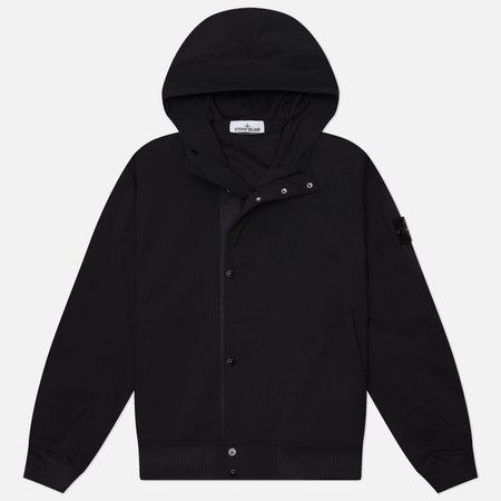 Мужская куртка ветровка Stone Island Light Soft Shell-R E.Dye Waterless Color System, цвет чёрный, размер L