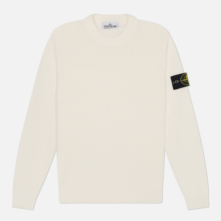 Мужской свитер Stone Island Micro Stitch Soft Organic Cotton Loose, цвет белый, размер M