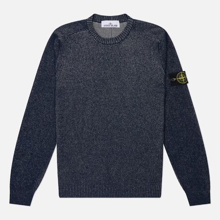 Мужской свитер Stone Island Plated Rib Cotton Boucle, цвет синий, размер M