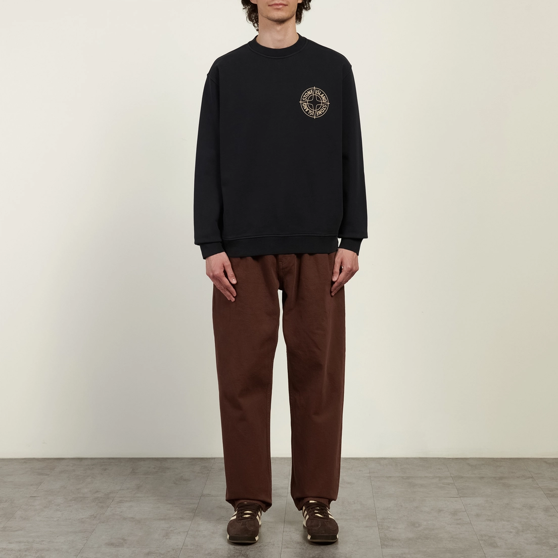 Stone Island Мужская толстовка Cotton Fleece Raised Compass Logo Print