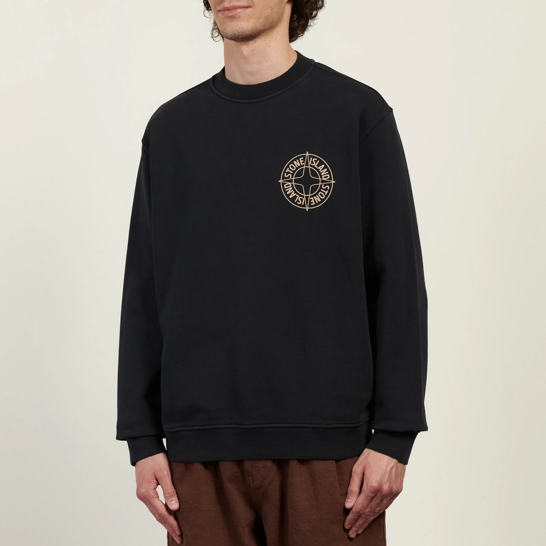 Stone Island Мужская толстовка Cotton Fleece Raised Compass Logo Print