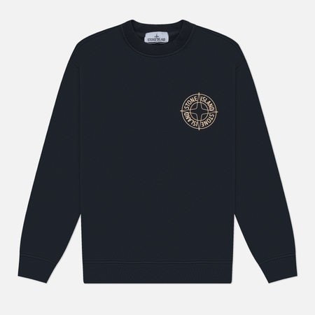 Мужская толстовка Stone Island Cotton Fleece Raised Compass Logo Print, цвет синий, размер M