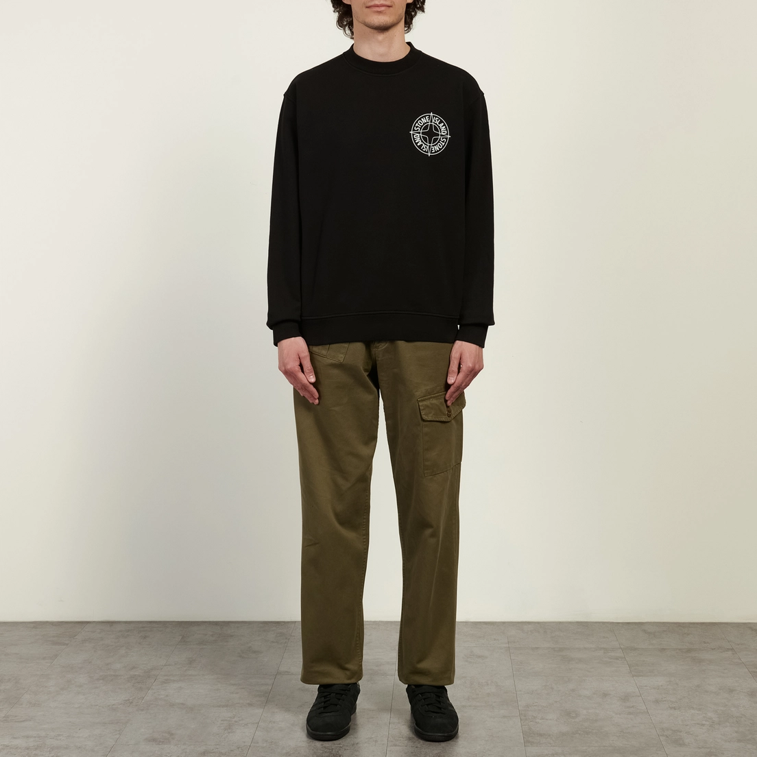 Stone Island Мужская толстовка Cotton Fleece Raised Compass Logo Print