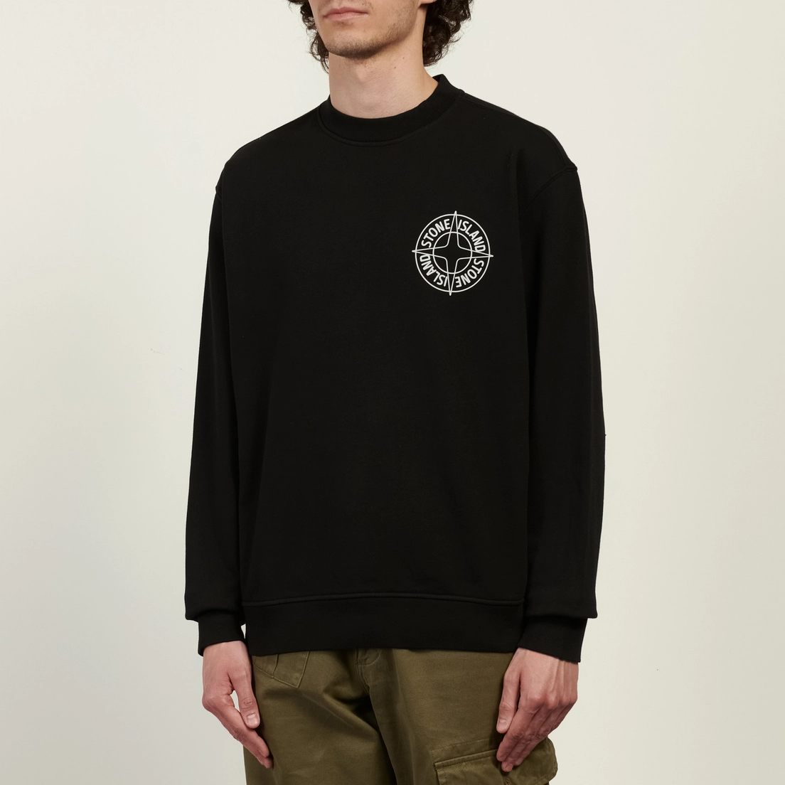 Stone Island Мужская толстовка Cotton Fleece Raised Compass Logo Print