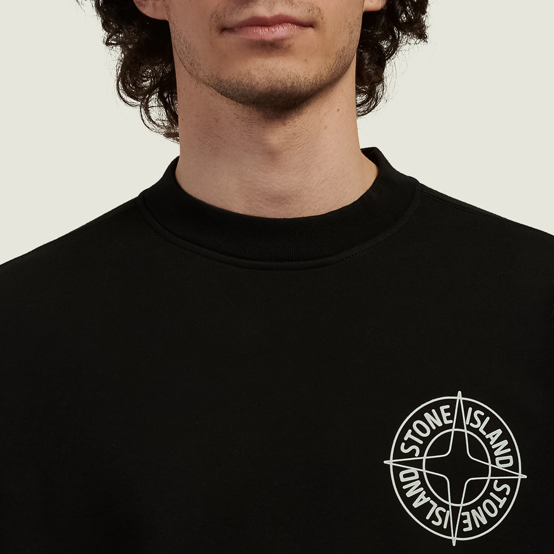 Stone Island Мужская толстовка Cotton Fleece Raised Compass Logo Print