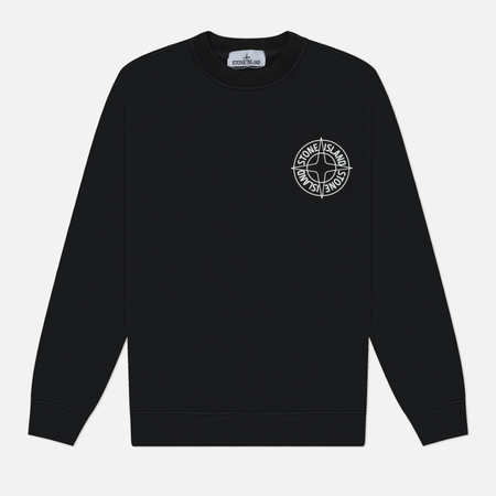Мужская толстовка Stone Island Cotton Fleece Raised Compass Logo Print, цвет чёрный, размер XXL