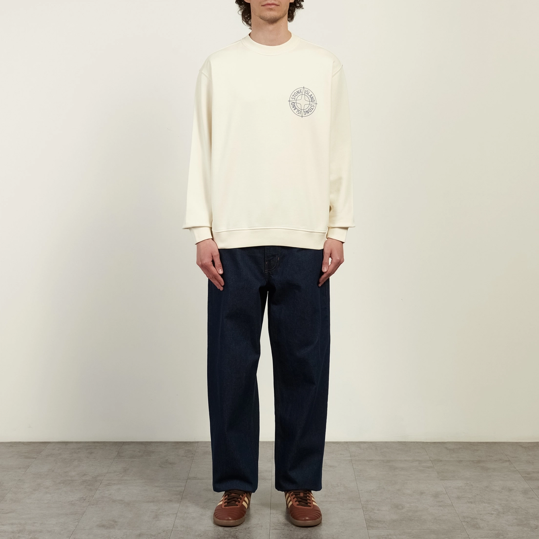 Stone Island Мужская толстовка Cotton Fleece Raised Compass Logo Print