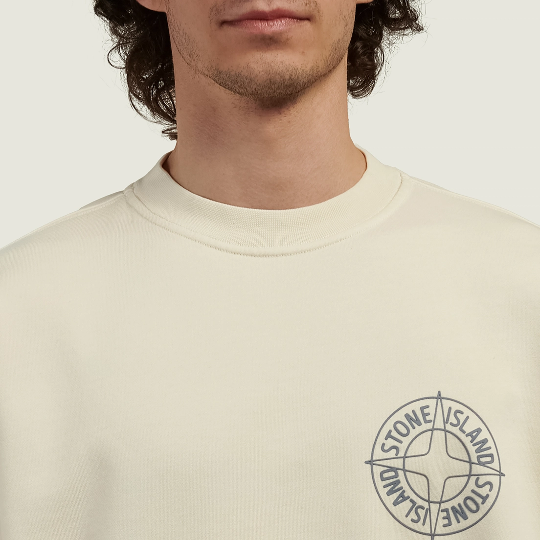 Stone Island Мужская толстовка Cotton Fleece Raised Compass Logo Print