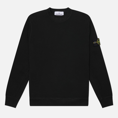 Мужская толстовка Stone Island Organic Cotton Waffle Fleece Regular, цвет чёрный, размер L