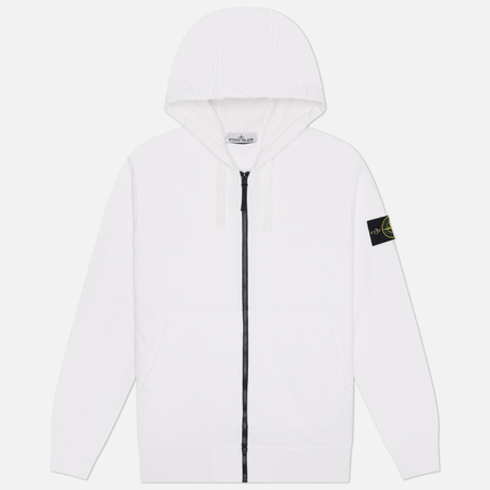 Мужская толстовка Stone Island Organic Cotton Fleece Midweight Zip-Up Hoodie, цвет белый, размер L
