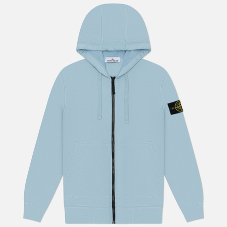 Мужская толстовка Stone Island Organic Cotton Fleece Midweight Zip-Up Hoodie, цвет голубой, размер L