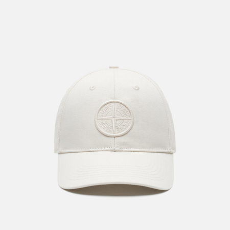 фото Кепка stone island cotton reps six panel, цвет белый